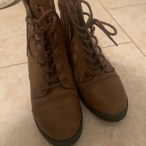 Brown combat boots